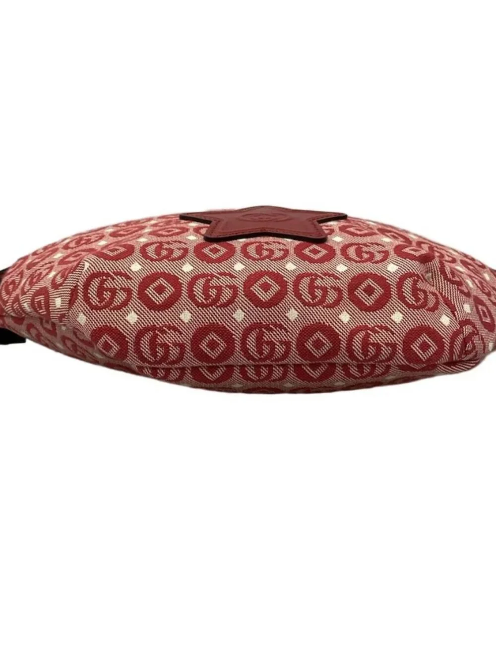 GUCCI Interlocking G Children's Belt Bag 502095 Red Cream Navy Jacquard Leather